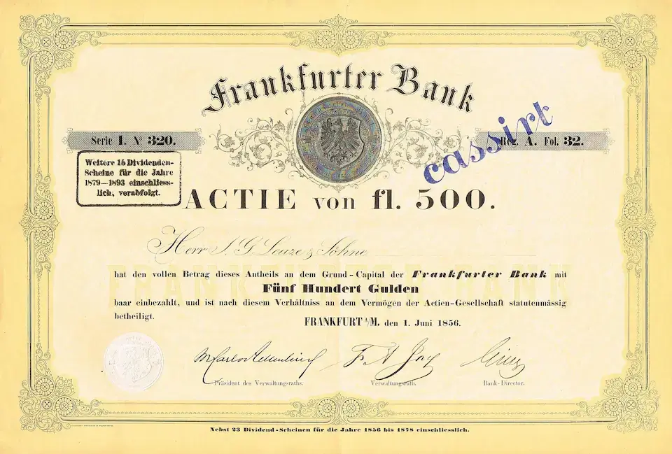 Historische Frankfurter Bank Aktie