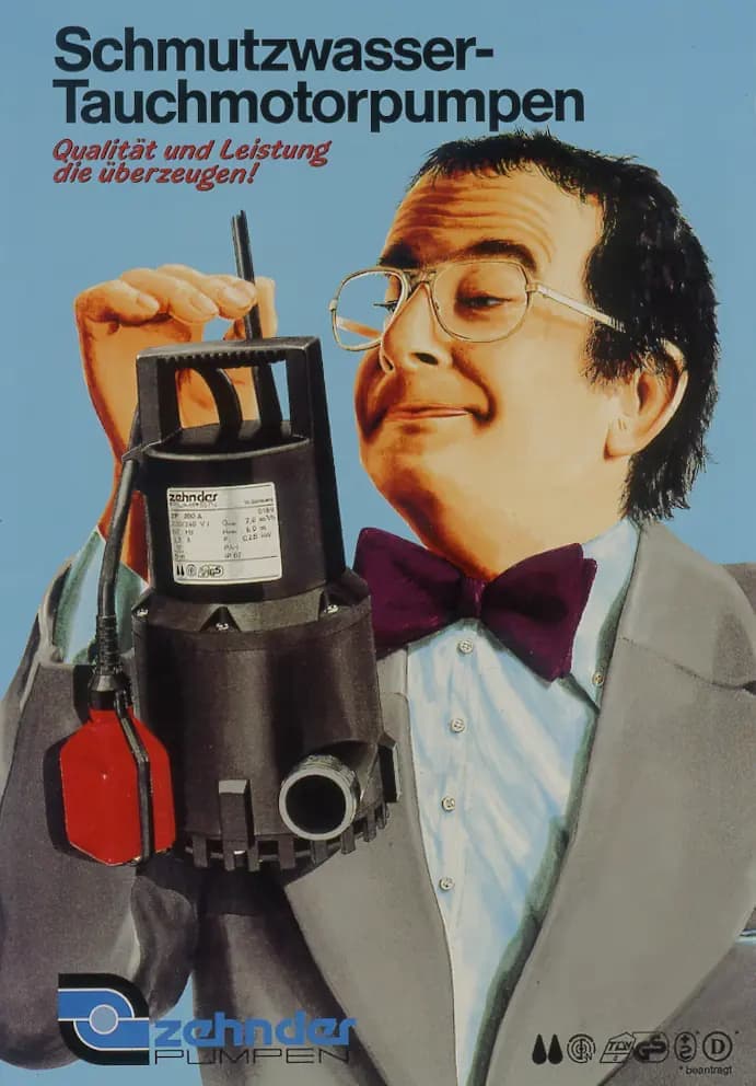 Zehnder Pumpen Werbeanzeige für Schmutzwasser-Tauchmotorpumpen
